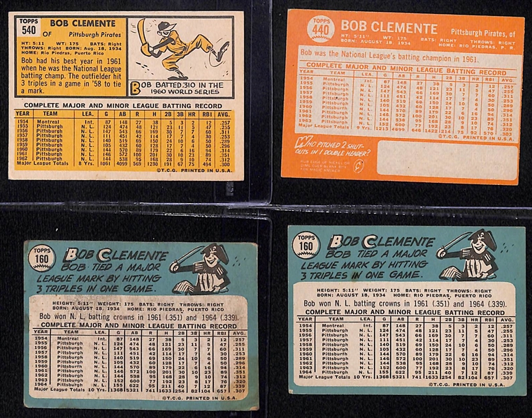 Lot of (4) Roberto Clemente Cards w. 1963 Topps, 1964 Topps, and (2) 1965 Topps 